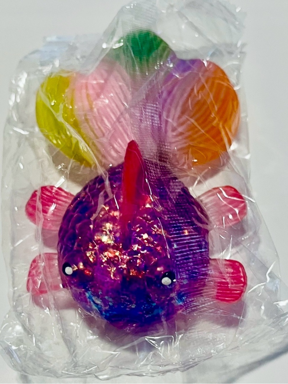 Colorful Glitter Goldfish Squishy Toy - Purple & Multicolor